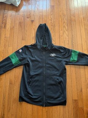 Men's Black & Green NFL Hoodie Jacket - Team Logo Zip-Up